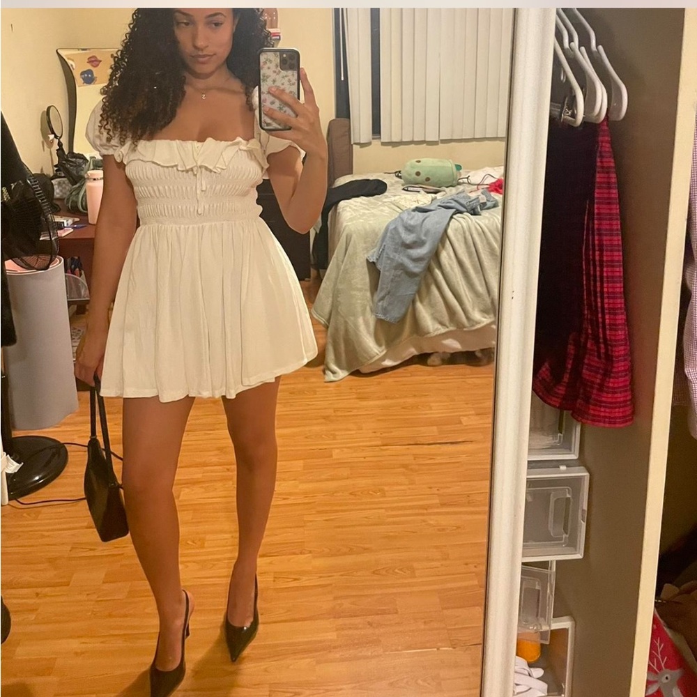 Lulu’s White Ruffle Dress - Picture 2 of 2